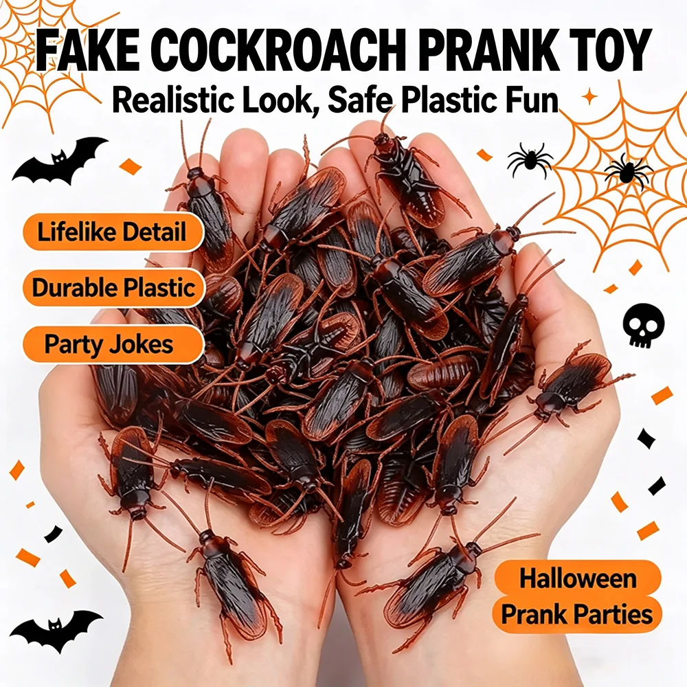Fake Cockroach Prank Toy Realistic Simulation Roach Bug Halloween Decor April Fool Day Joke Gag Toy for Party Trick Supplies Toy