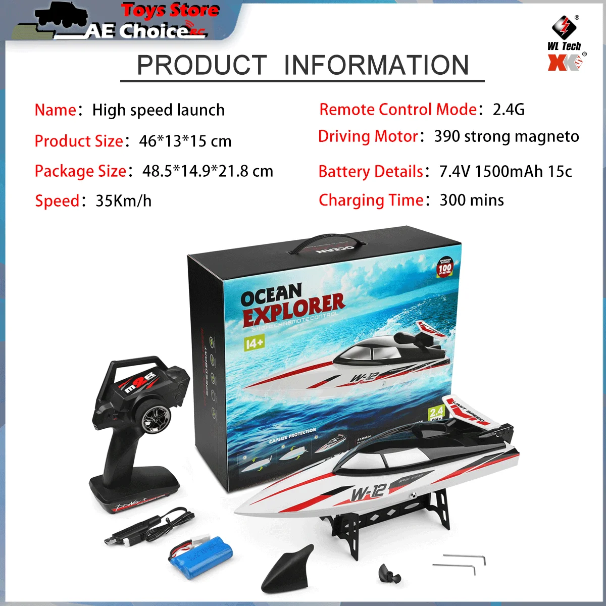 Wltoys RC قارب Wl912 35 كيلومتر/ساعة قارب سباق عالي السرعة 2.4 جيجا هرتز كابس الحماية المهنية التحكم عن بعد قارب لعب للأطفال هدية #6