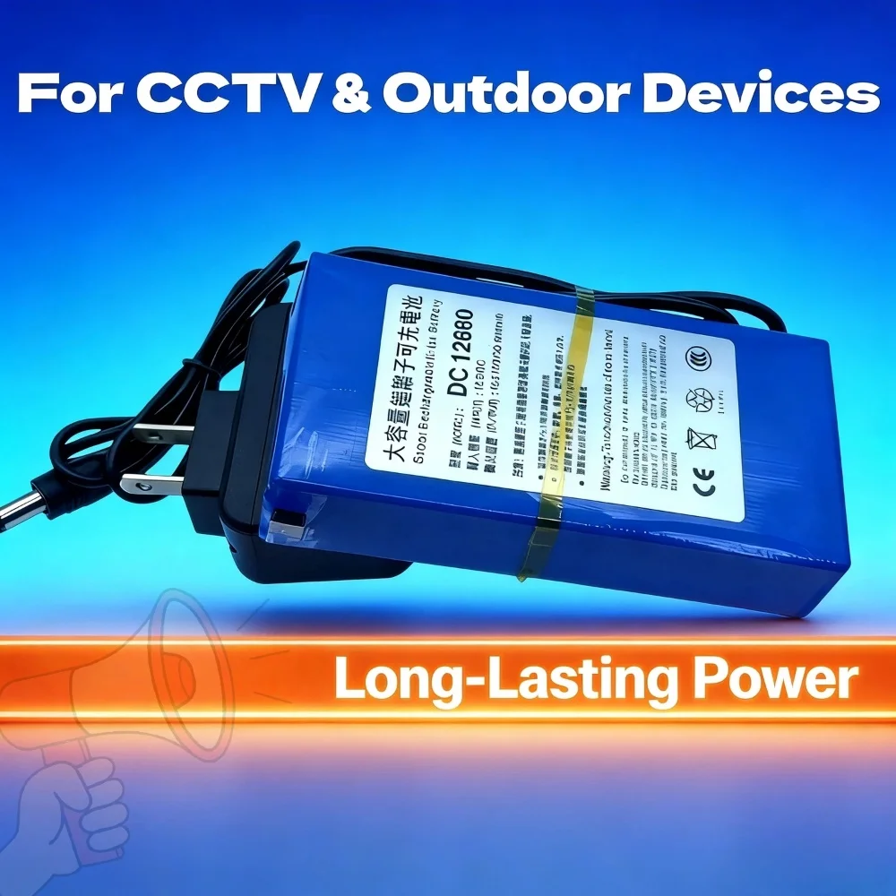 

12V 1800-9800mAh -Rechargeable Li-Polymer Battery Pack with 12.6V Charger for CCTV Camera, Audio Amplifier & Portable Devices