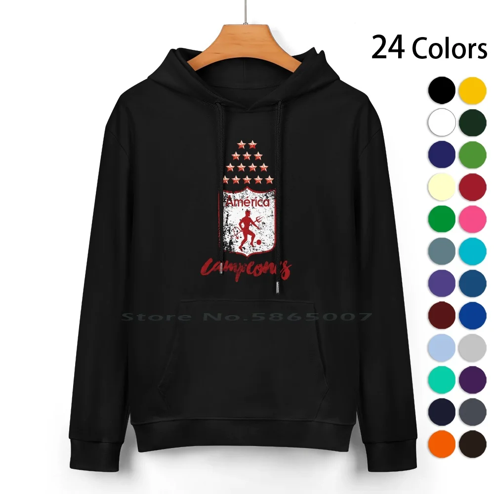 America De Cali Cotton Hoodie Sweater 24 Colors Cali Futbol Soccer Medellin Paisas Colombians Latinos Campeones Colombianos