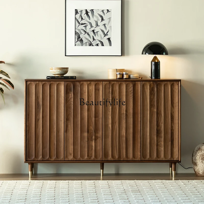 

North American black walnut shoe cabinet modern simple all solid wood storage locker