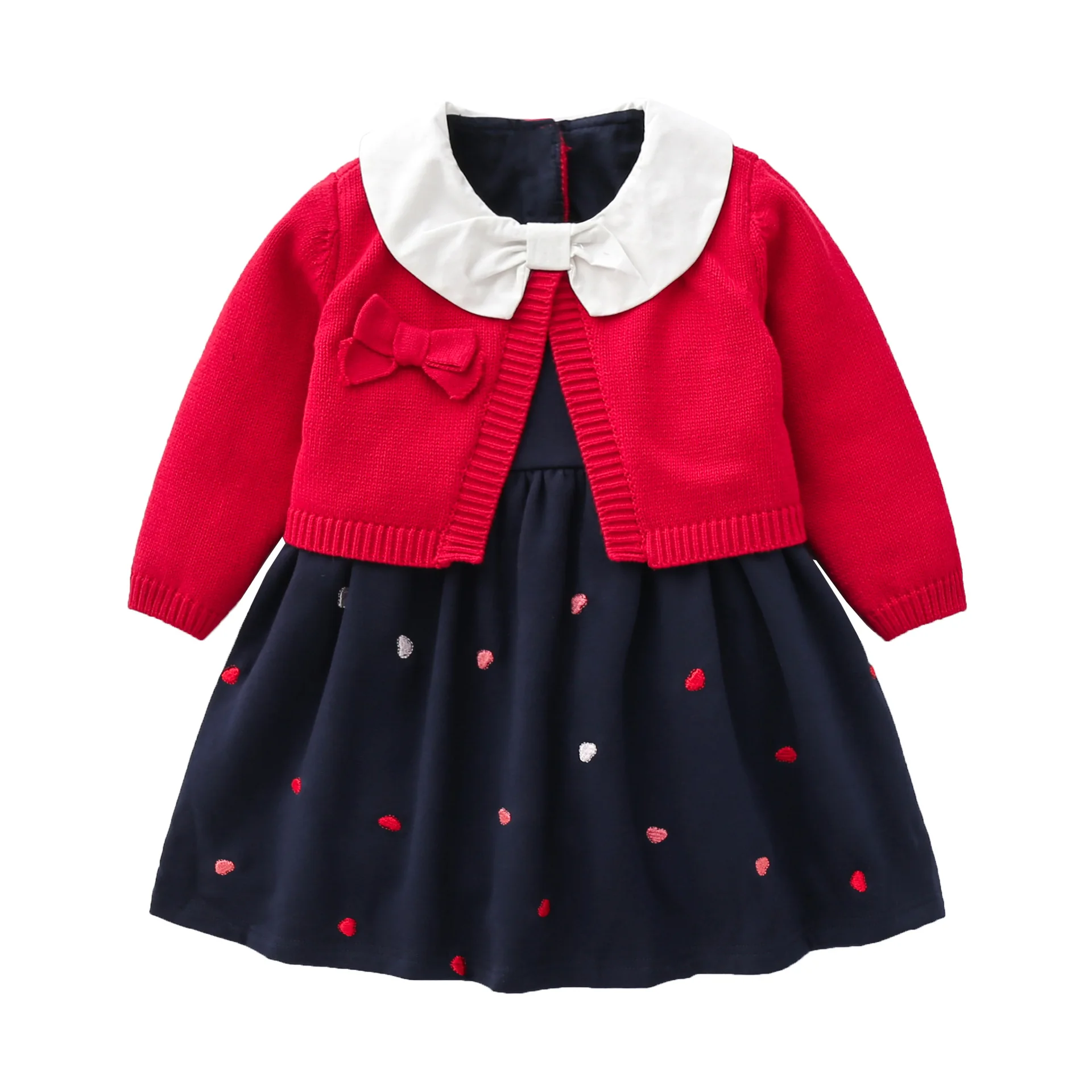 

Spring and Autumn Girls' Dress, Children's Knitted Skirt, New Baby Hair Dress, Western Style Fake Two Piece Skirt