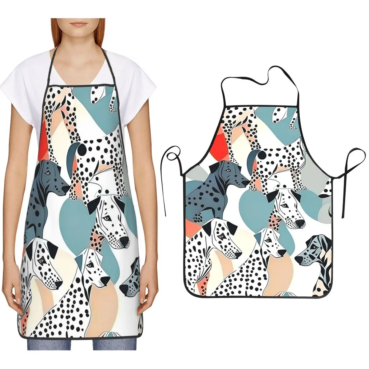 Dalmatian Dog Spots Texture Pattern Apron Chef Cooking Baking Tablier Bib Kitchen Cleaning Pinafore for Women Men Gardening