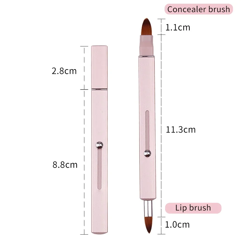 1pc dois-em-um corretivo ajustável escova de sobrancelha maquiagem escova de lábios maquiagem dos olhos escova de sobrancelha iniciante ferramenta de pincel de maquiagem