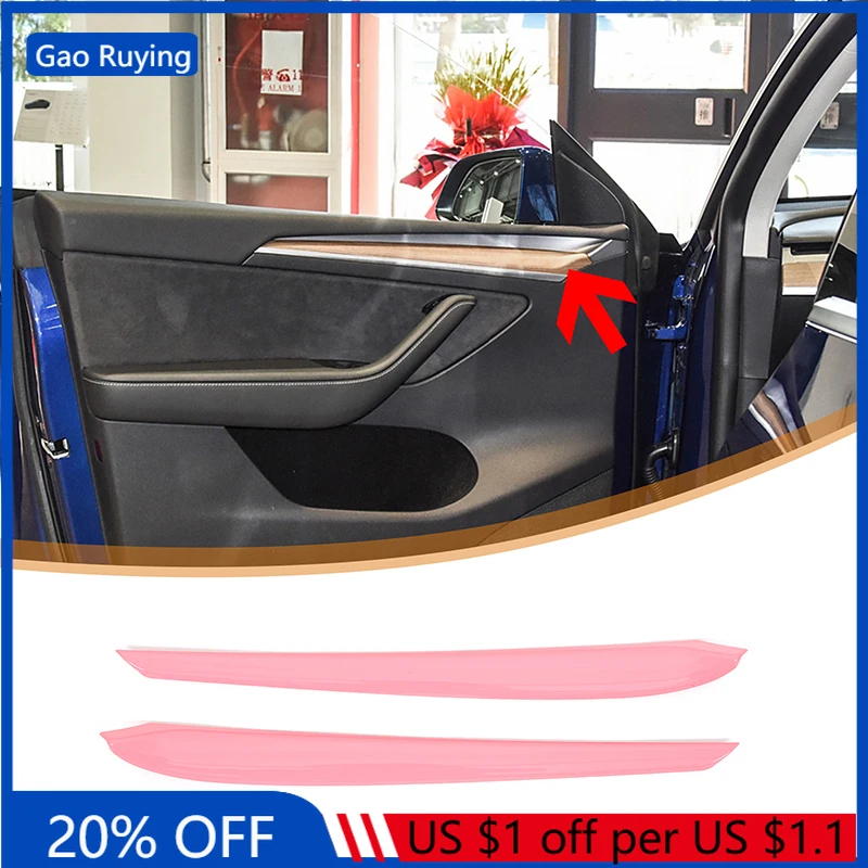 For Tesla Model 3 Y 2017-2021 ABS Car Center Console side Inner door panel decorative strip Steering Wheel Cover Car Accessories