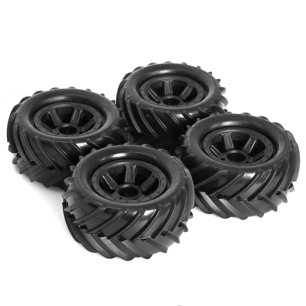 

4-Piece Set of 90mm Giant Monster Truck Tire Rims with 12mm Hex Hubs | Compatible with Traxxas E-Revo/Mjx/Hbx/Scy and Other 1/16 Remote Control Cars | Specialized for Off-Road Upgrades