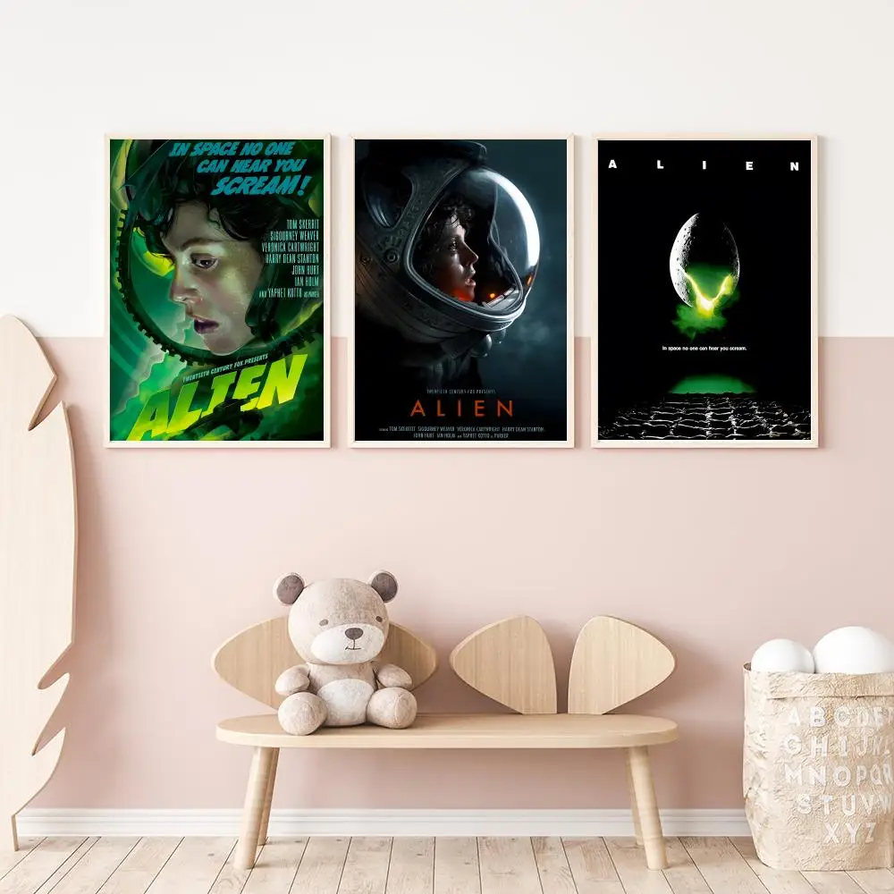Horror Movie Alien Poster Versatile HD Waterproof Wall Art Self-Adhesive Decor for Any Space Ideal Gift