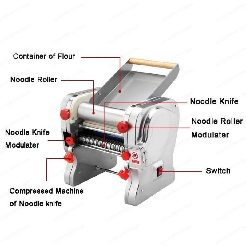 new 550W Electric Noodle Press Machine Dough Roller Stainless Steel Desktop Pasta Dumpling Maker Kneading Noodle Machine