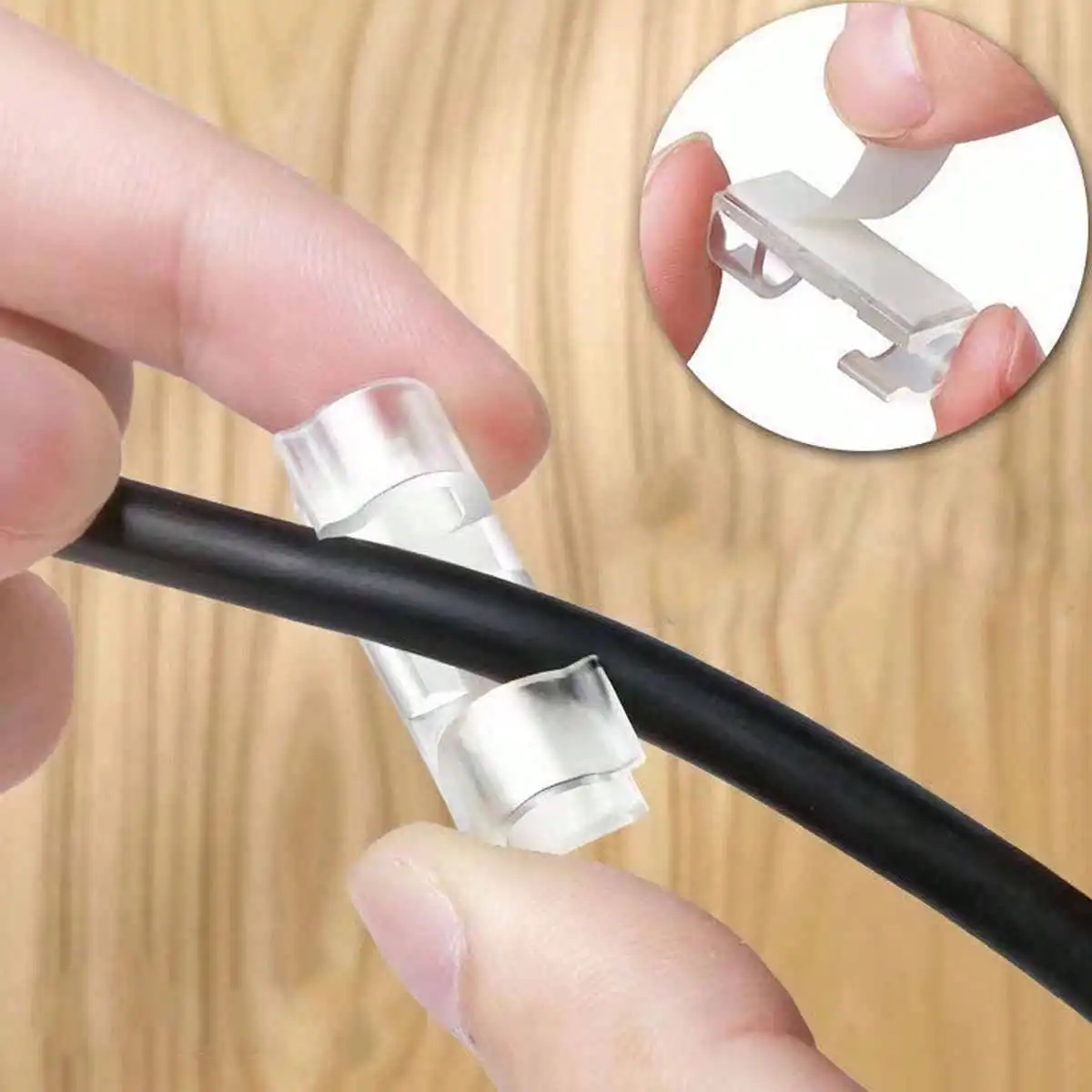 10 Stück Outdoor-Lampenclips, selbstklebender Kabelorganizer für die Wand, transparenter Kabelhalter, Kabelmanagement unter dem Schreibtisch
