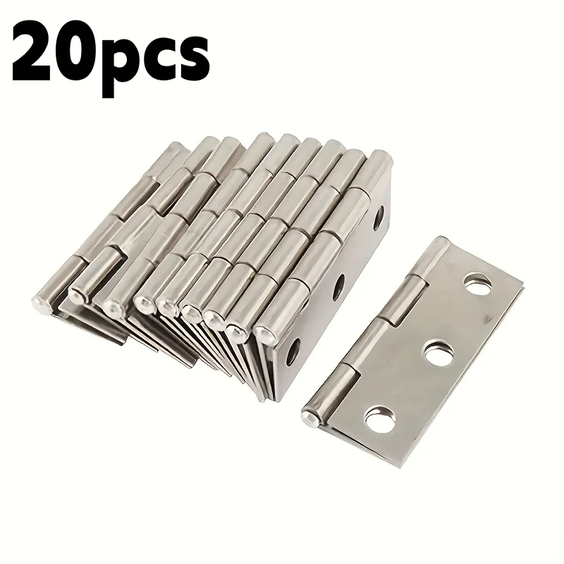 20Pcs Stainless Steel Door Hinges Cabinet Doors Windows Wooden Box Flat Hinge Home Furniture Hardware Accessories