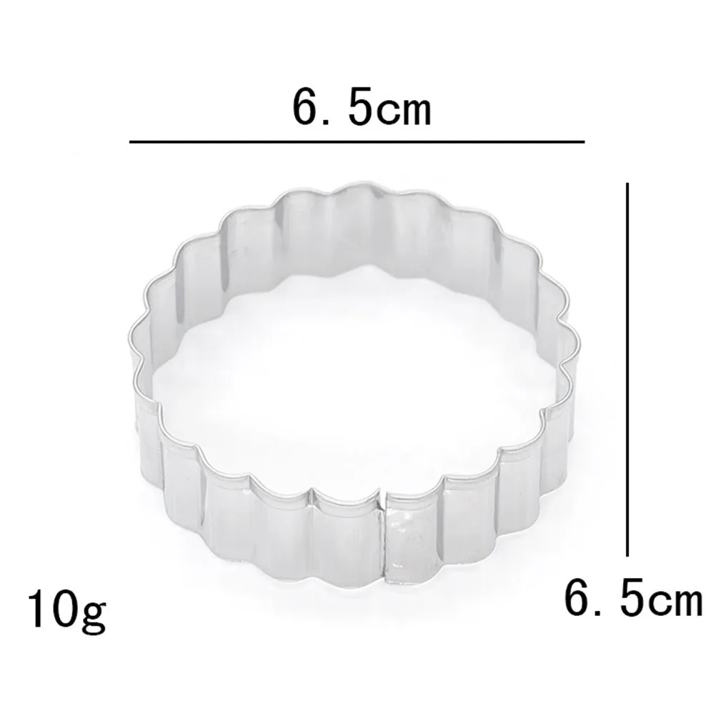 5Pcs Rust Proof Stainless Steel Round Biscuit Mould Set Tooth Design for Baking Cookies Cakes Fondant Fruits Vegetables