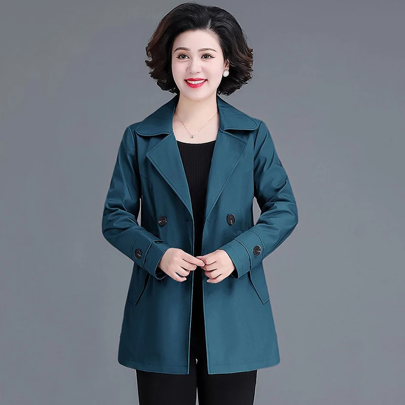 Mom's Spring Windbreaker Women's Short 2023 New Western-Style Age-reducing Coat Middleaged And Elderly Spring And Autumn Coat5XL