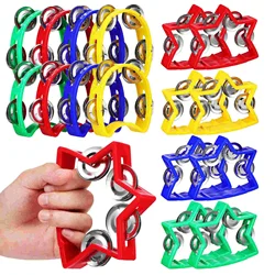 16pcs New Hand-Held Tambourine Metal Bells Plastic Rattle Ball Percussion KTV Party Kids Game Toy Musical Percussion Instrument