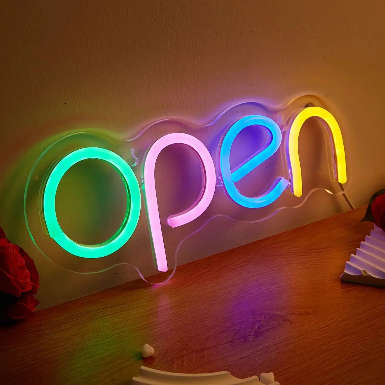 تشي شراء LED النيون مفتوحة USB بالطاقة النيون علامات ضوء الليل ثلاثية الأبعاد جدار الفن غرفة نوم غرفة المعيشة مصباح ديكور علامات