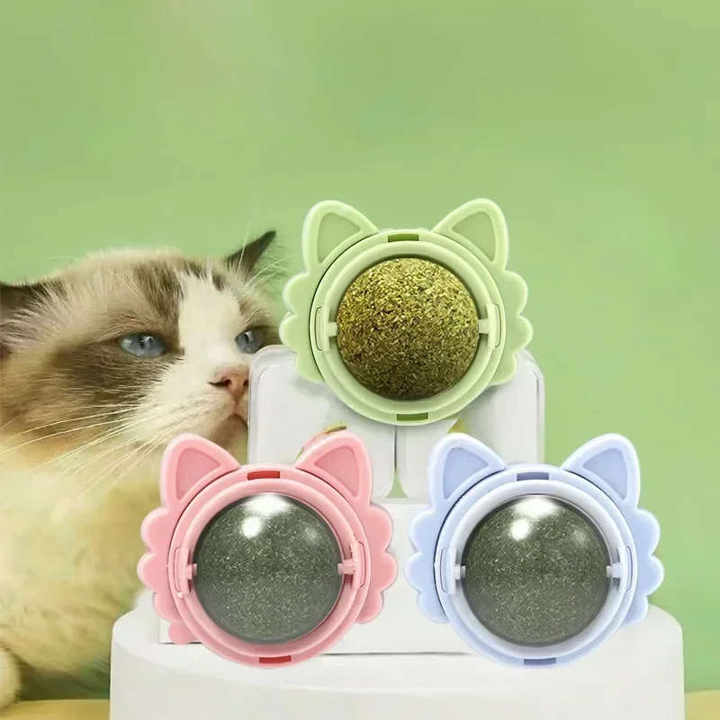 Cat Ear Peppermint Rotating Ball Cat Happy Interaction Self Hi Teeth Plants Grinding Teeth of Cleaning Cat Teasing Mint Toy Ball