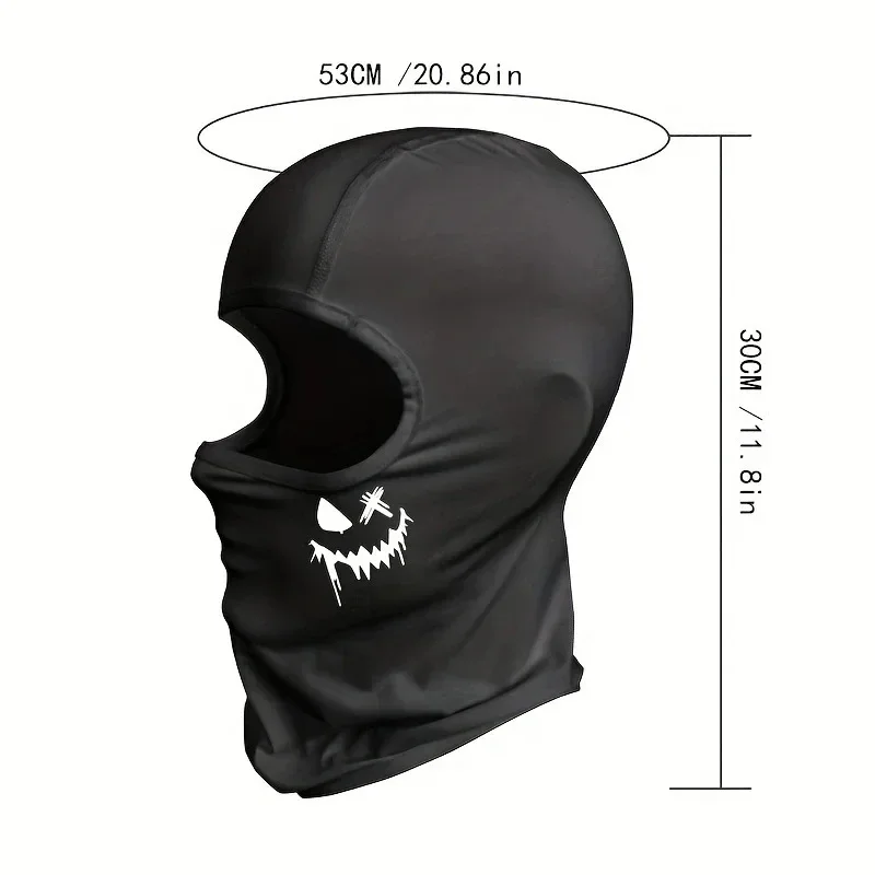 2 Stück/1 Stück Skimaske mit lächelndem Gesichtsmuster, Sturmhaube für Herren, Outdoor-Radfahren, UV-Schutz, winddichter Schal für Snowboard – Detail 6