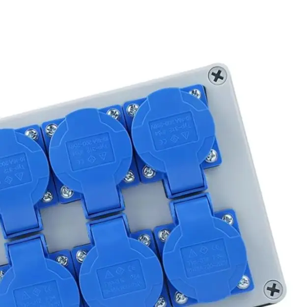 6 Pin Wall Distributor IP54 Construction Power Box With 1P+N FI Switch For German For Schuko Socket Outdoor Electrical Enclosure