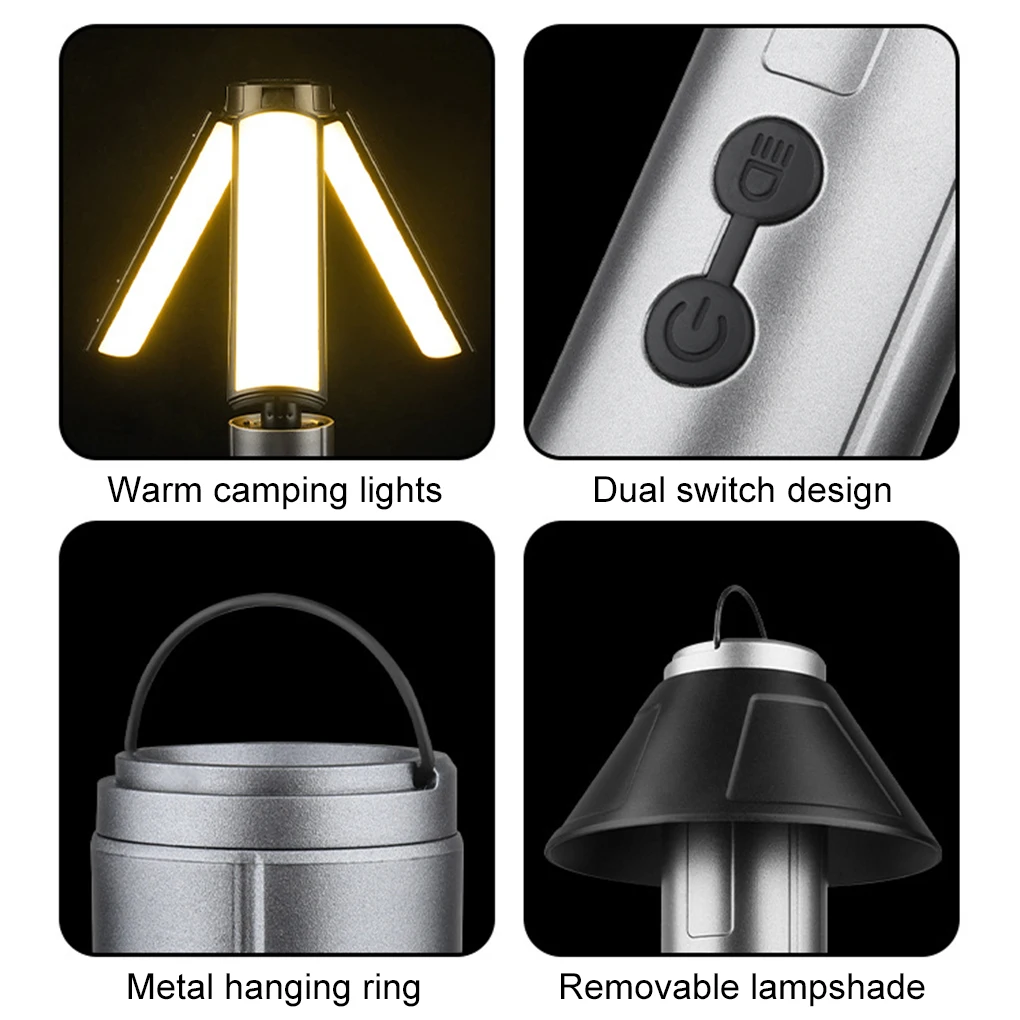 متعددة الوظائف التخييم ضوء USB قابلة للشحن فانوس التخييم مصباح يدوي مع هوك مصباح التخييم في حالات الطوارئ في الهواء الطلق