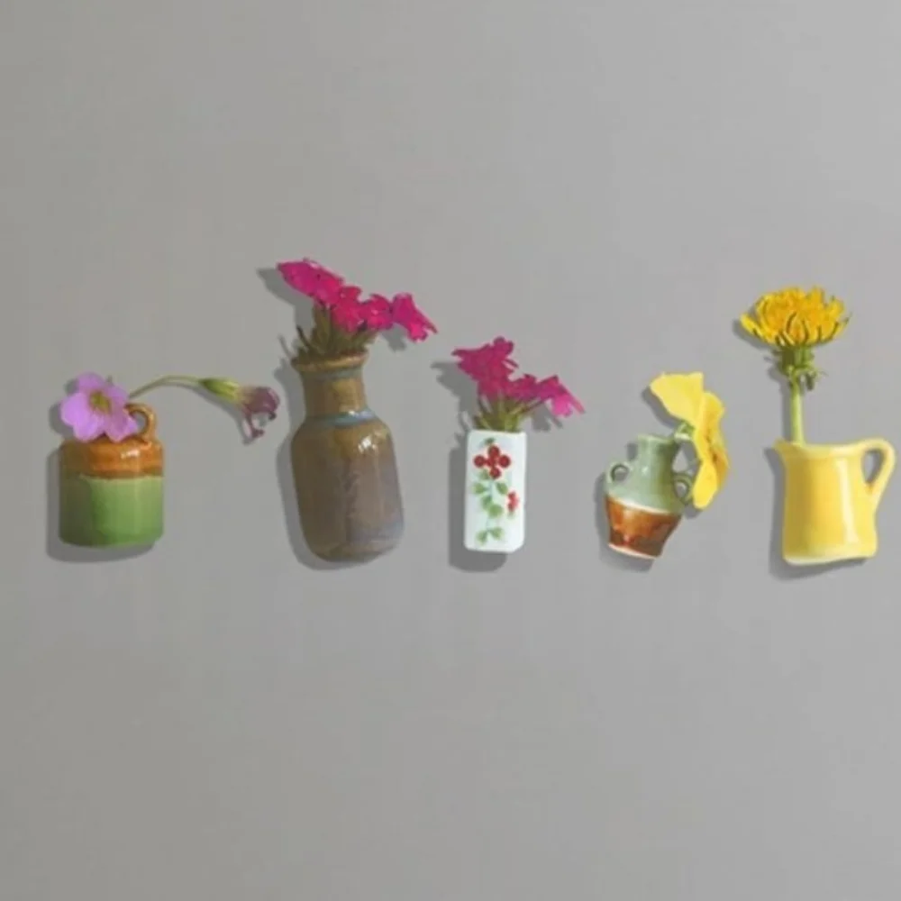 Creative Decorative Vase Fridge Magnets Handmade Unique Mini Ceramic Vase Small Vase Refrigerator Magnet Plant Display