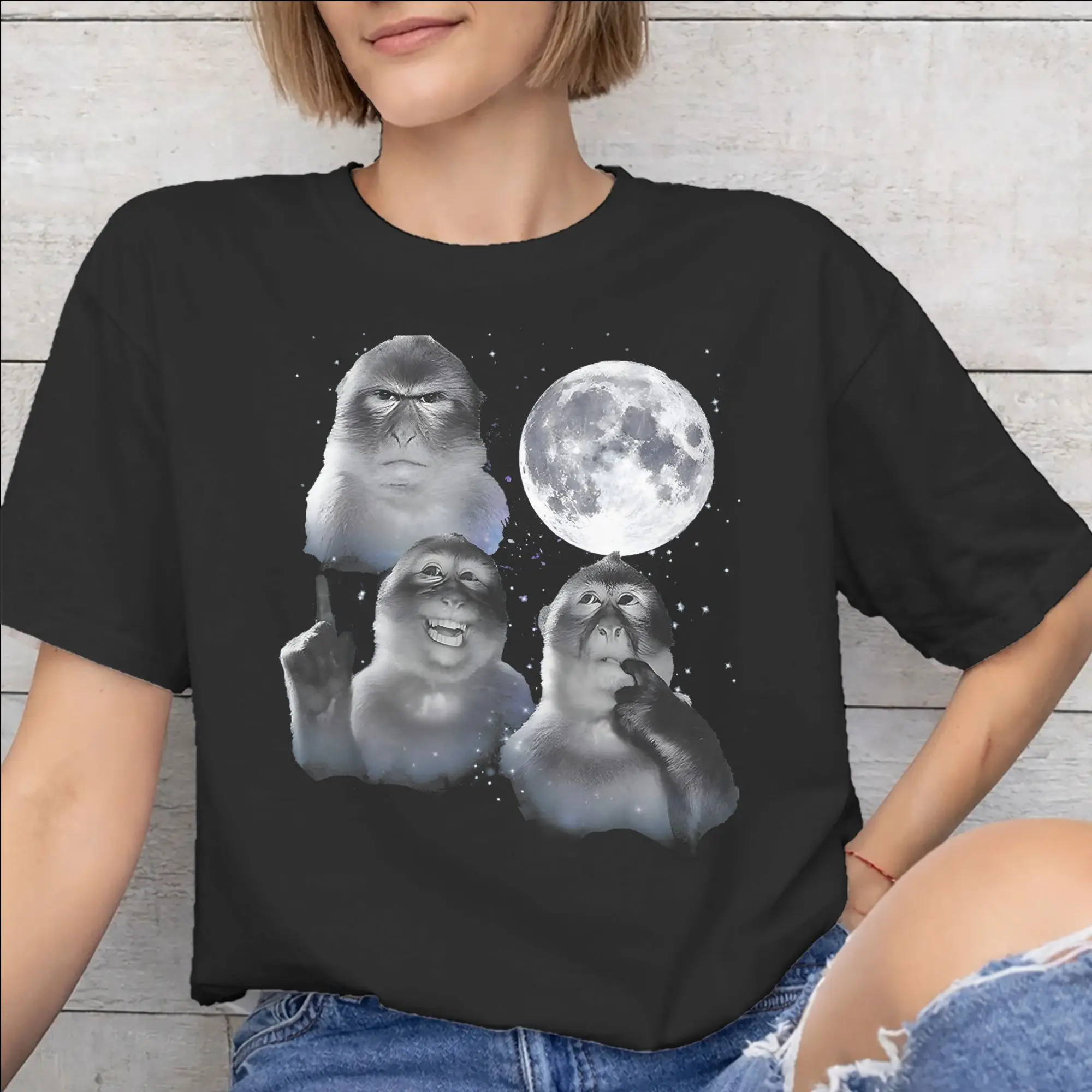 Summer Thinking Monkey Meme  T Shirt For Unisex  Cotton Tee Shirt Short Sleeve Clothes