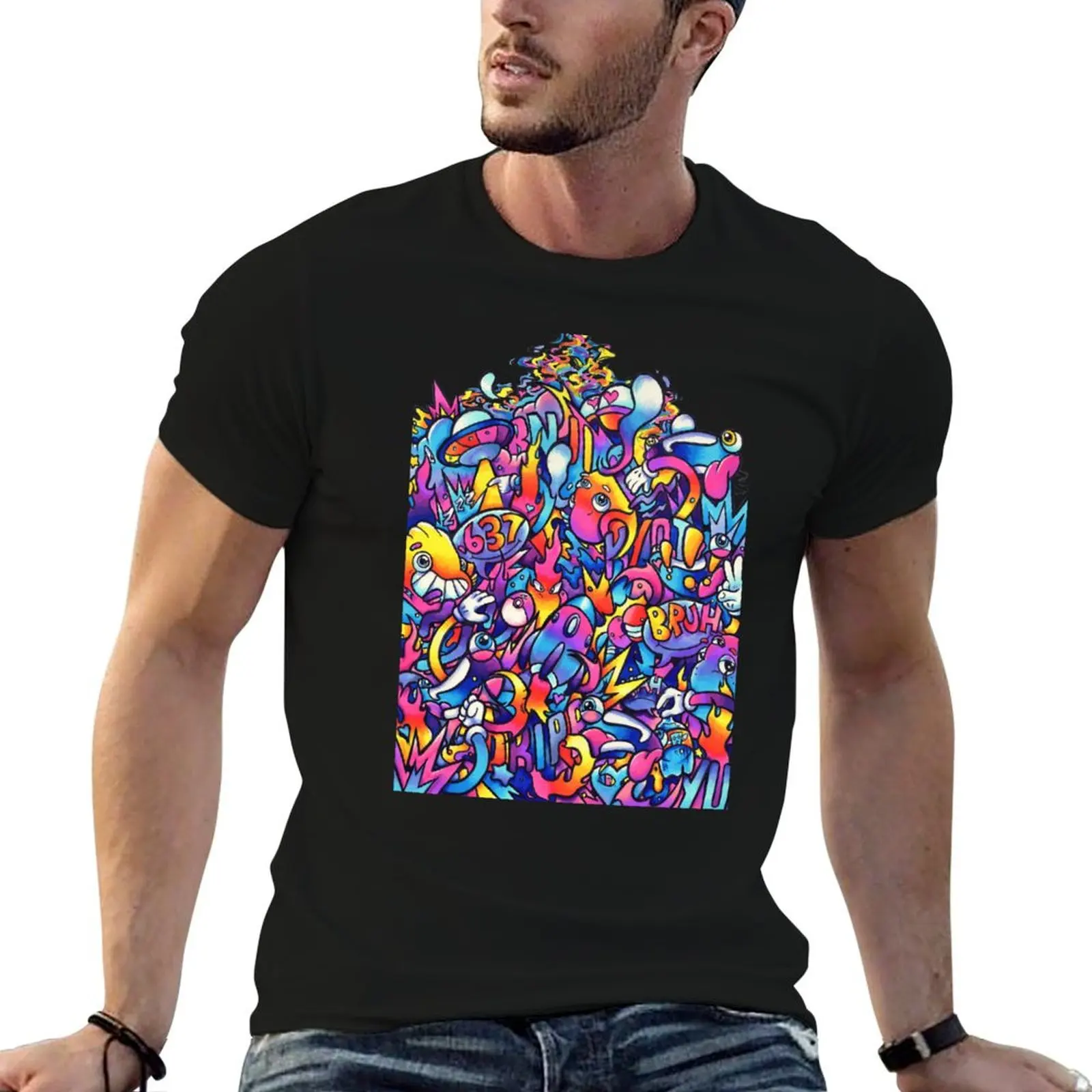 K Y O T OD R E A M S // Copic Marker Doodle Camiseta para hombre, camisetas de algodón, camiseta de diseñador para hombre