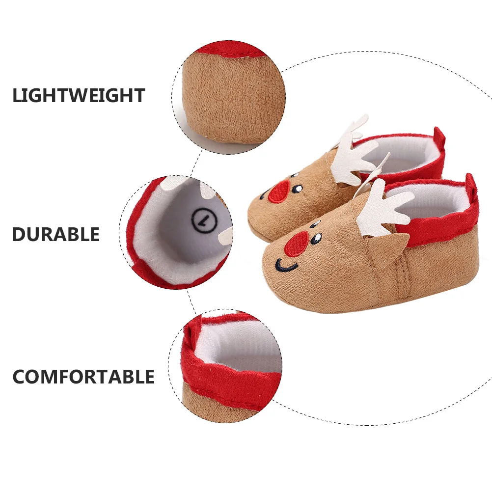 

1 пара теплых детских хлопковых туфель, легкая нескользящая подошва для малышей, забавный рождественский дизайн, удобный зимний подарок