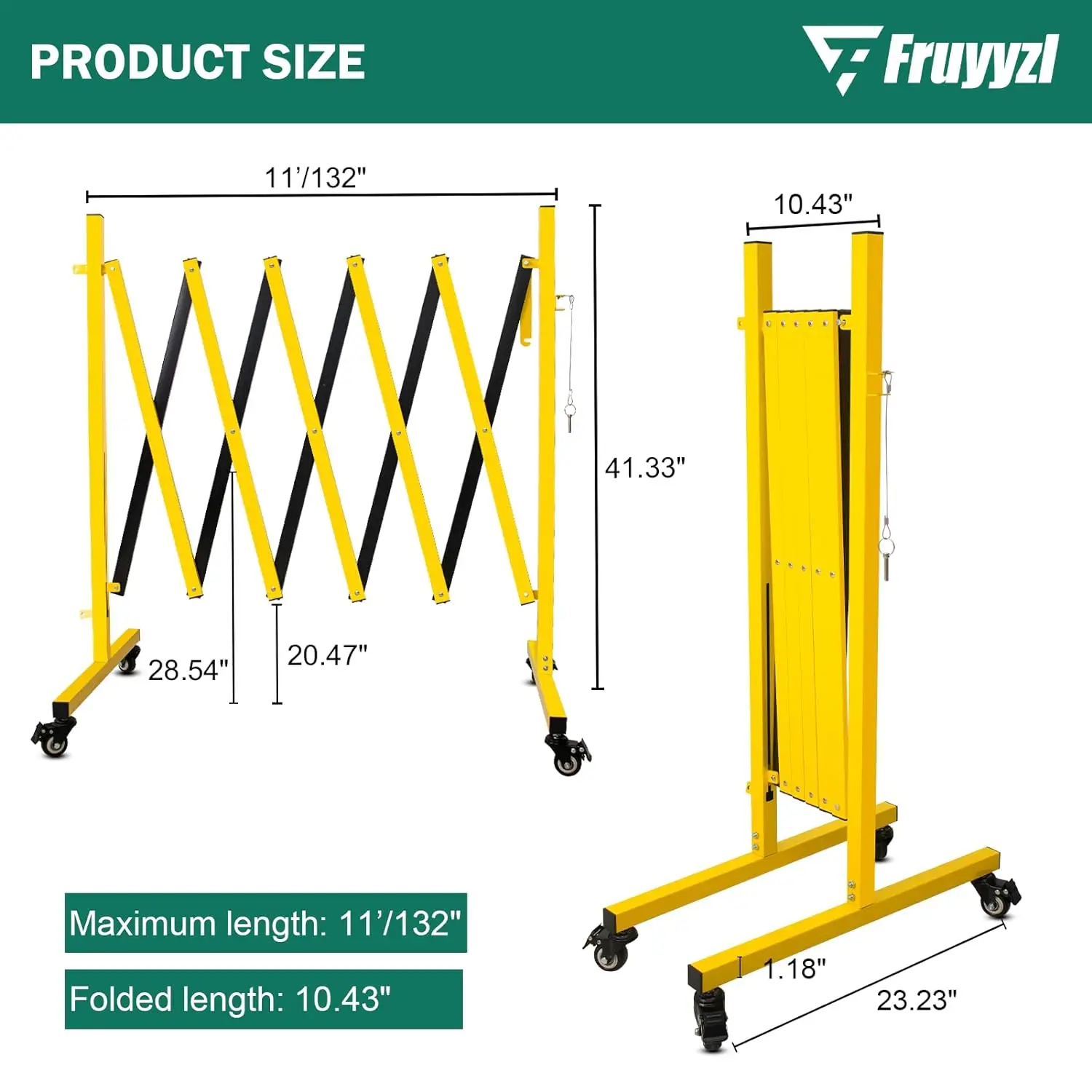 Metal Expandable Barricade,Retractable Fence Outdoor, Mobile Safety Barrier Gate, Easily Assembled Expanding Gate