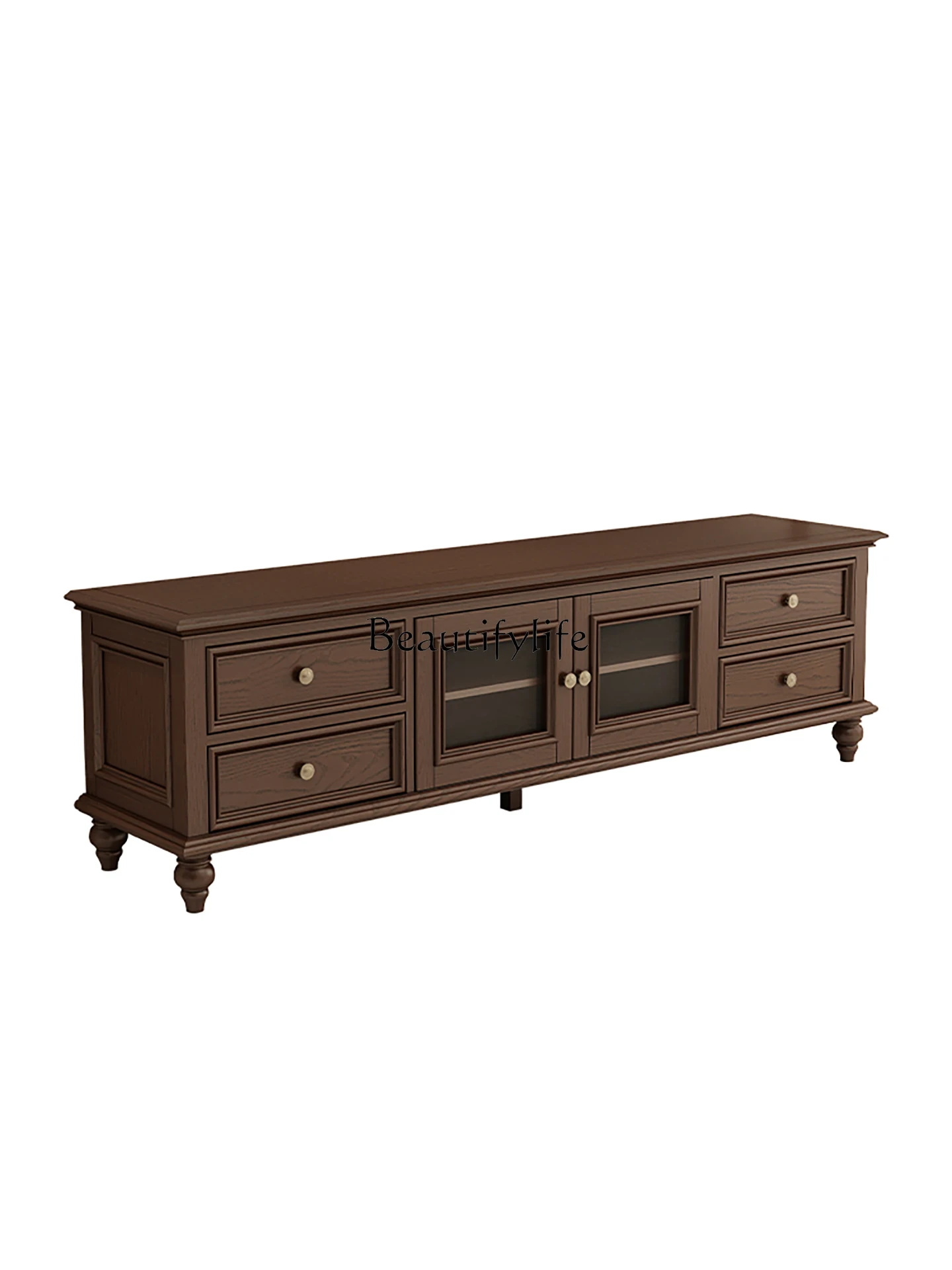 

American Country Style Solid Wood TV Cabinet Ash Wood Storage Cabinet