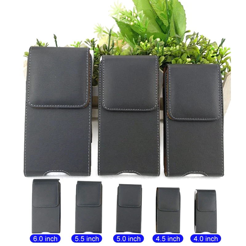 

Mobile Phone Leather Holster Vertical Phone Waist Bag Men Belt Waist Phone Pouch for 4.5 "5.0" 5.5 "6.0" Smartphone