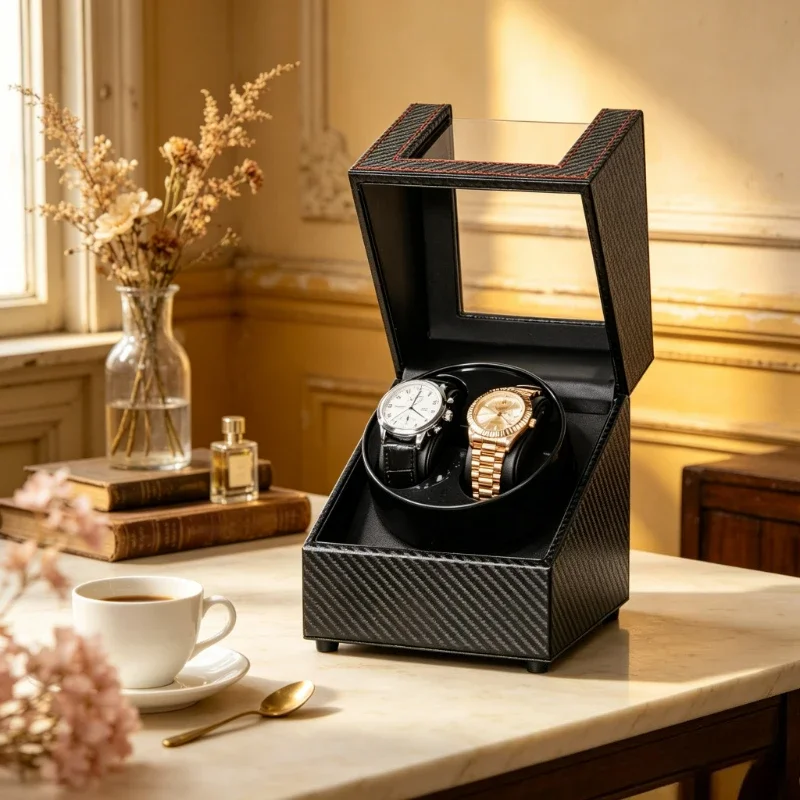 Leather Automatic Watch Winder Strong Quiet Motor Dustproof Storage Box Minimalist Rotator for Men Watch 시계 와인더