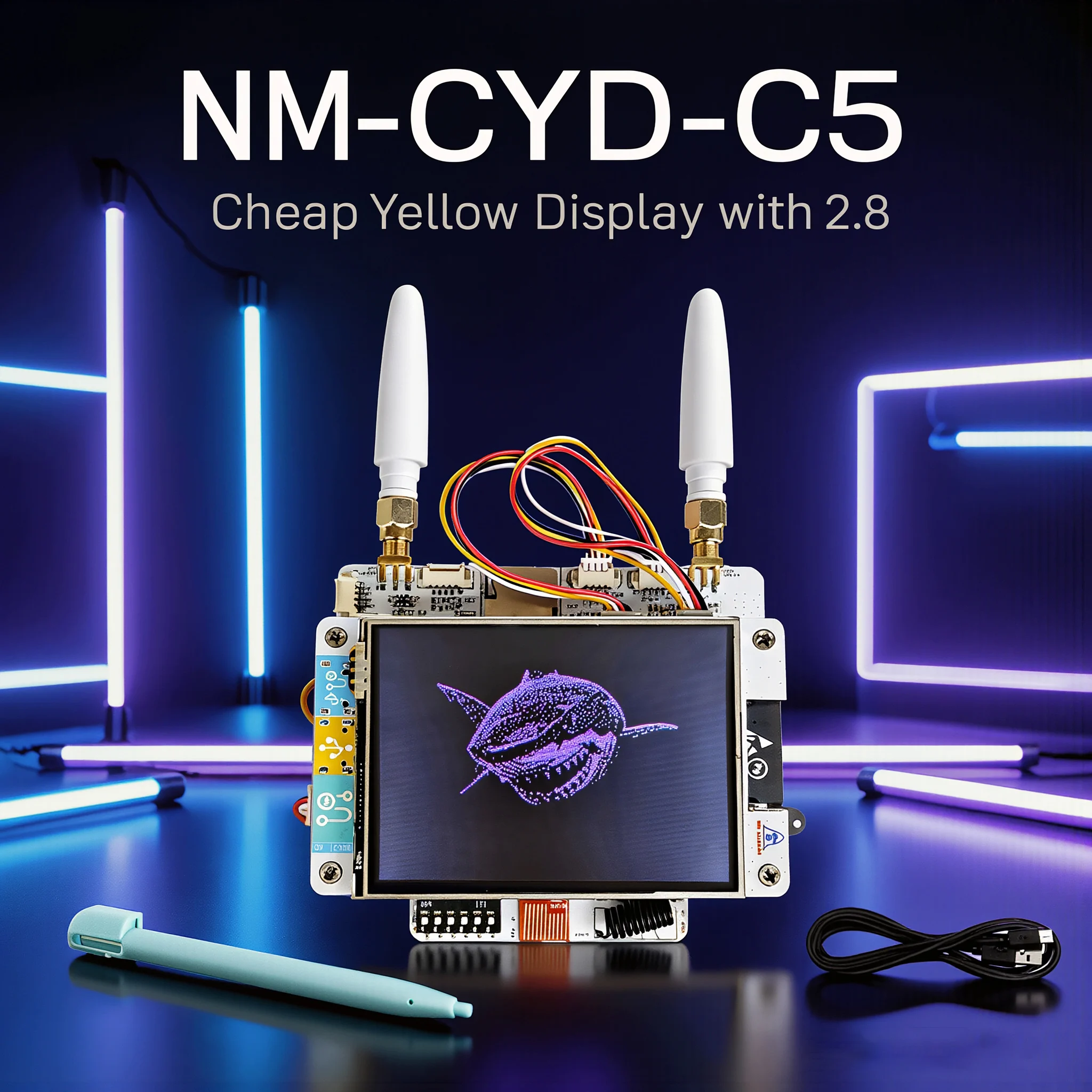 NM-CYD-C5 Cheap Yellow Display IoT Mainboard with 2.8″ TFT LCD Touchscreen with ESP32-C5 Support NM-RF-HAT Dual Band WiFi