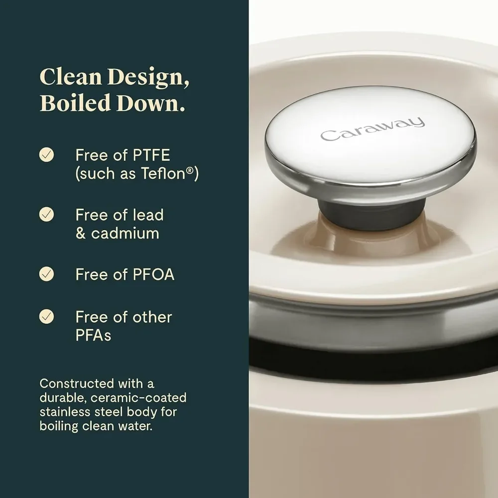 غلاية شاي مبتكرة بسعة 2 لتر - وعاء شاي متين من الفولاذ المقاوم للصدأ - غليان سريع، مظهر موقد - غير سام، PTFE & #4