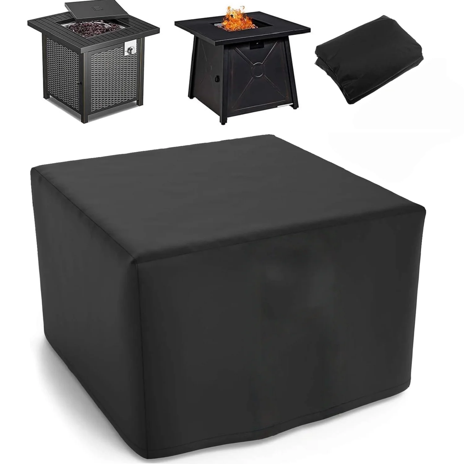 Fire Pit Cover Square – Full Coverage Patio Outdoor Fireplace Cover, Dustproof Anti UV and Waterproof