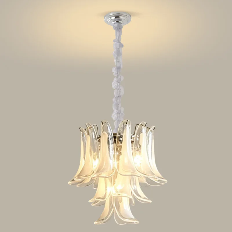 French Style Led Glass Chandelier For Home Decoration Duplex Buildings Empty Villas Living Rooms Bedrooms Lighting Fixtures