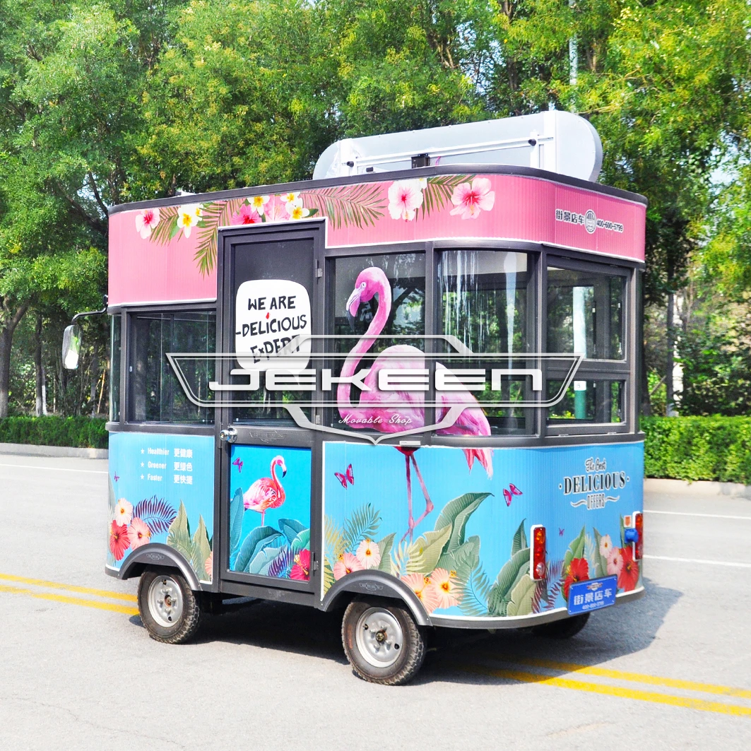 JEKEEN Electric Fast Food Truck Mobile Food Cart Trailer Hot Dog Snacks Ice Cream Cart Of MINI-28