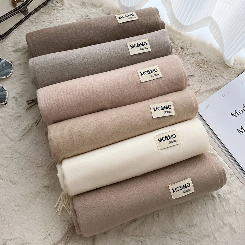 Women Winter Cashmere Scarf Shawls Thick Pashmina Solid Warm Wraps Fashion Luxury Long Lady Tassel high quality woman 2024