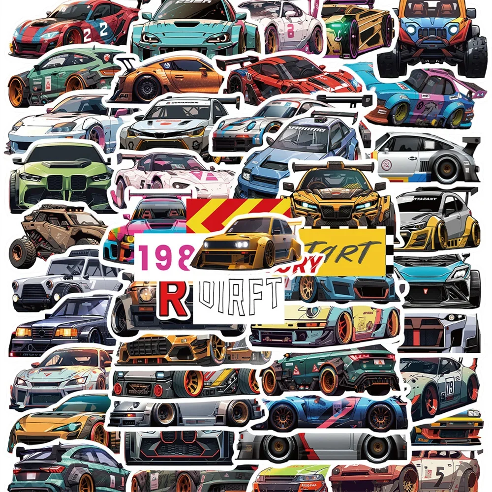 10/30/50PCS Racing Stickers Cartoon Creative Graffiti Decorative Guitar Luggage Scrapbook Waterproof Stickers Wholesale
