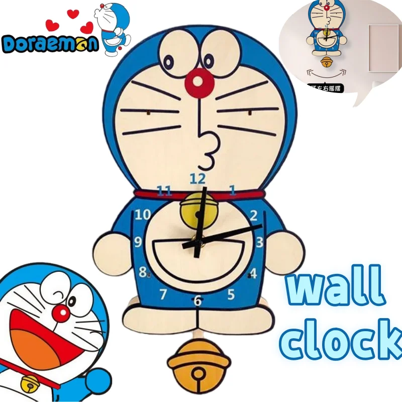 

Doraemon милые каваи аниме периферия бревенчатый ветер бесшумные настенные часы креативный мультфильм гостиная спальня украшения комнаты