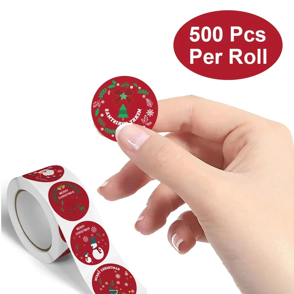 

500pcs DlY Christmas Stickers Santa Claus Snowman Roll Sticker Happy New Year Christmas Stickers Lable Scrapbook Envelope Decals