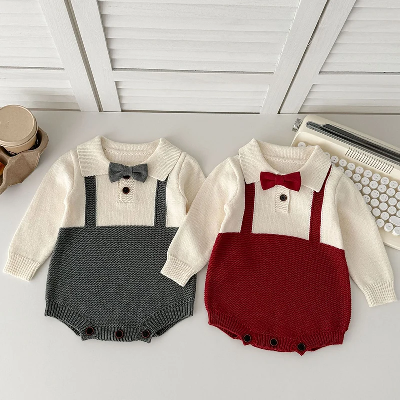 

2025 New Autumn 0-24M Baby Knitted Clothing Toddler Baby Boys Girl Knitted Romper Infant Baby Boys Girls Knitted Jumpsuit