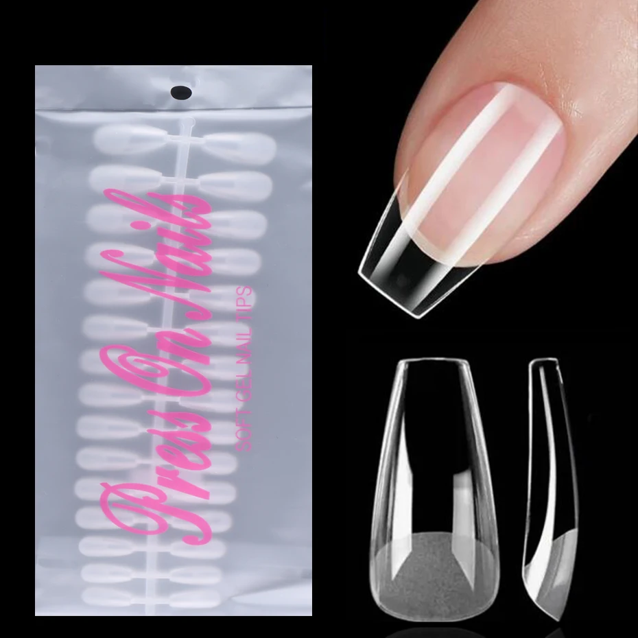 150pcs Short Coffin Oval Almond Square French Fake Nails Capsules Acrylic False Soak Off Gel Nail Tips Manicure Nail Supplies