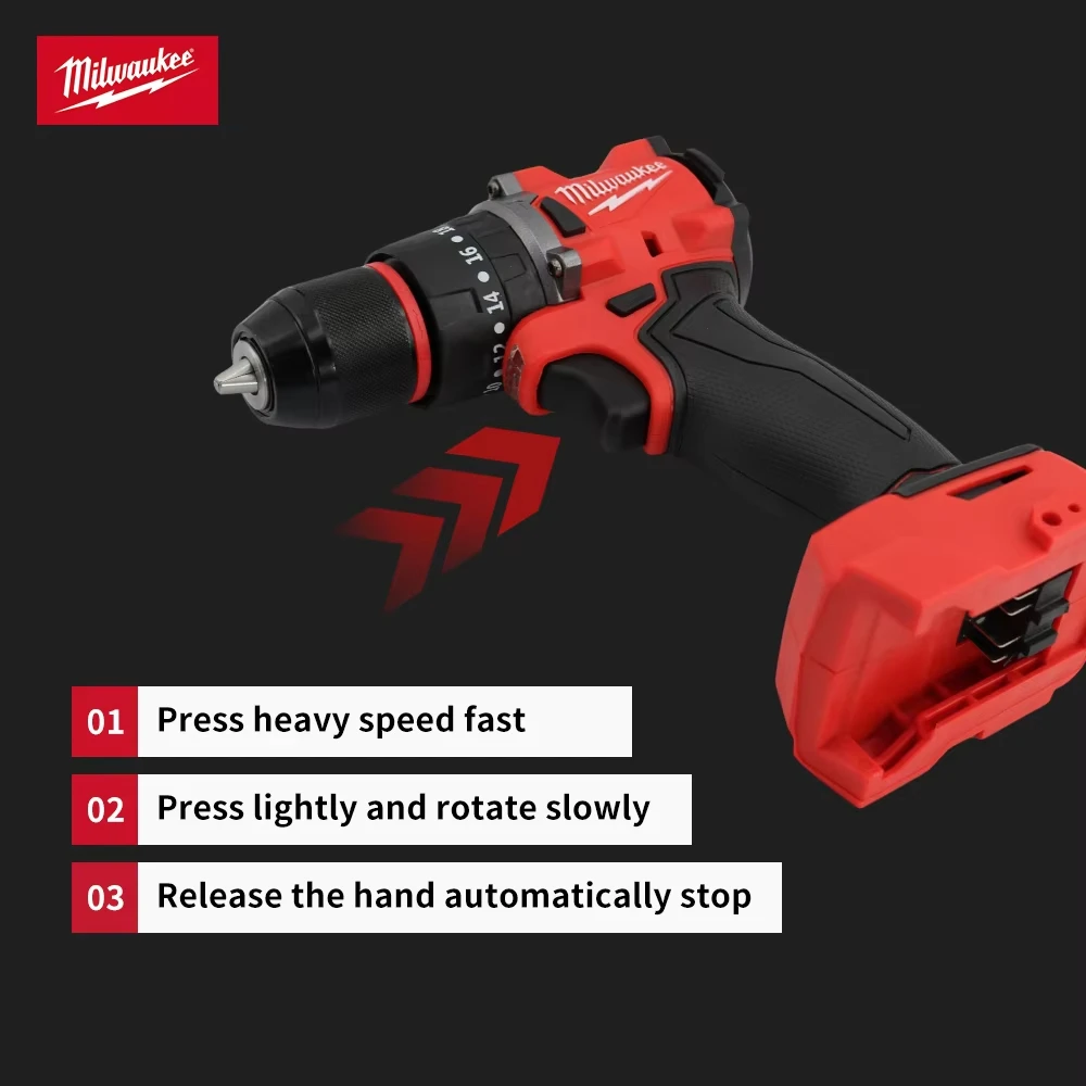 Milwaukee 150N.m Brushless Electric Impact Drill Cordless Drill Driver Mini Electric Screwdriver 18V Rechargeable Power Tool ﻿