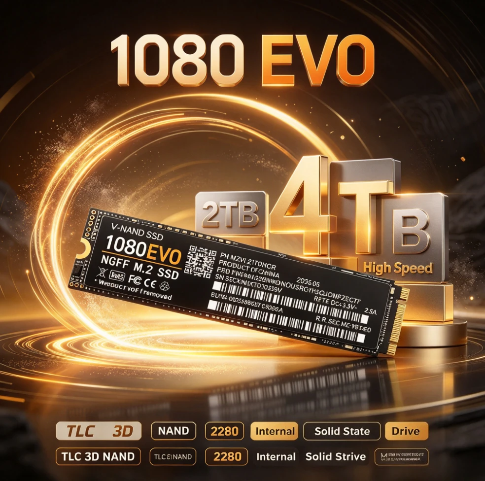 High Speed 1080 EVO M.2 2280 NGFF SSD,PCIe3.0,500GB/1TB/2TB/4TB for Laptop,Desktop PC & Gaming Storage