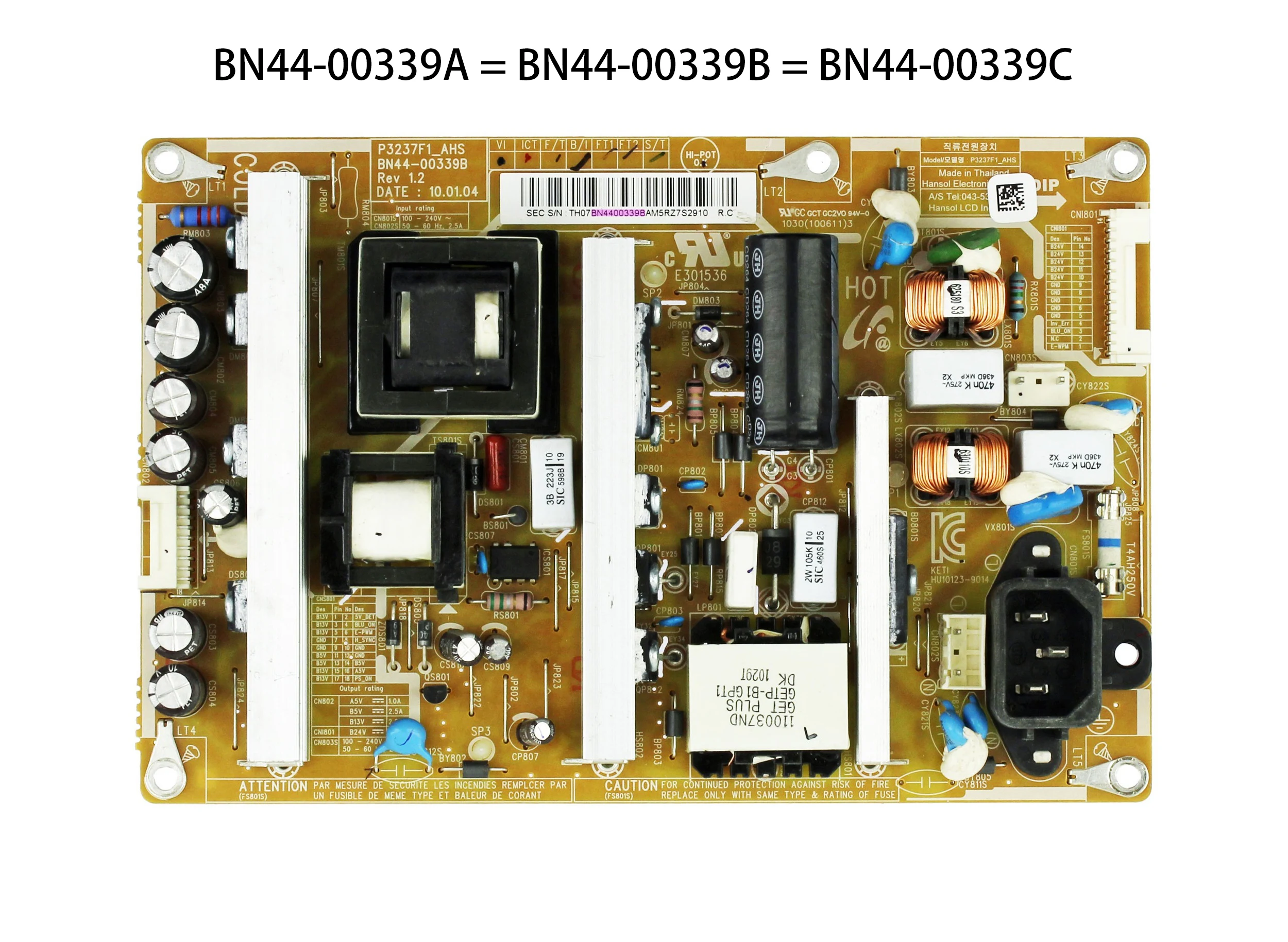 TV de energia para TV, BN44-00339A, BN44-00339B, P3237F1 _ AHS, P3237F1 _ ASM, LE32C530F1WXXU, LN37C550J1FXZA, 32 "37", 37"