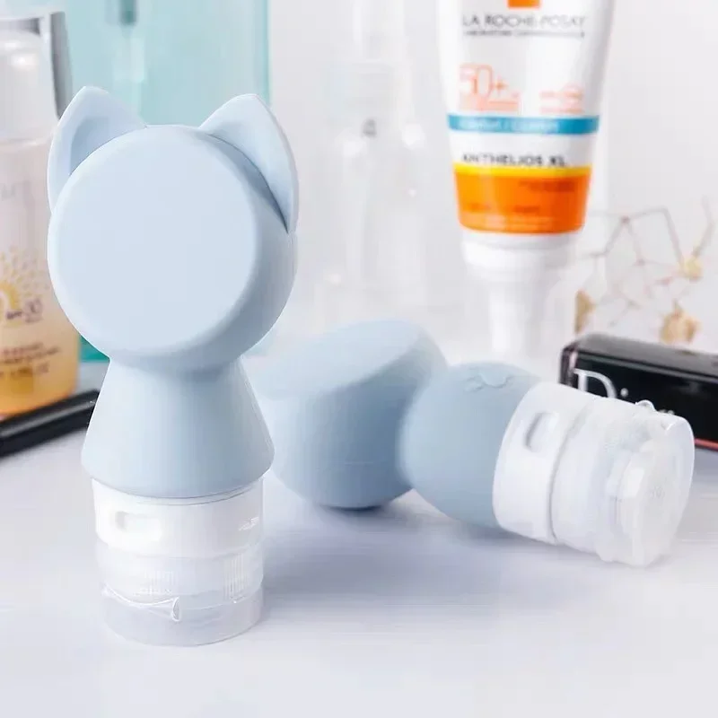 Tragbare, nachfüllbare, leere Reiseverpackungs-Quetschbehälter für Lotion, Shampoo, Kosmetik, Flasche, Cartoon, niedlich, Silikon