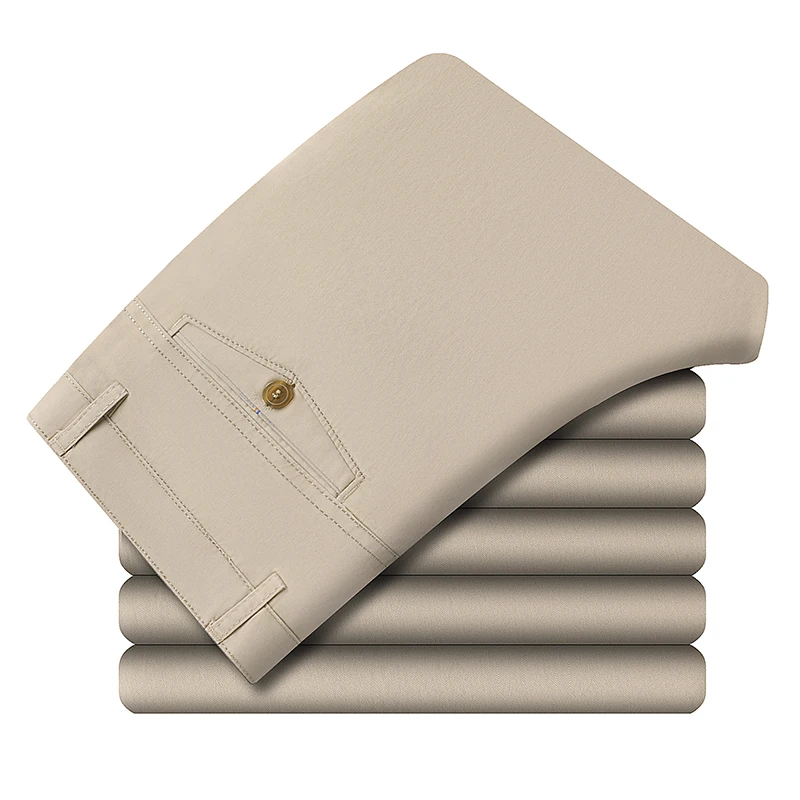 Premium Baumwoll-Bürohosen für Herren Bügelfrei Pflegeleichter Stoff Gürtelkompatibles Design Tägliche Casual-Event Lange Hosen – Detail 6