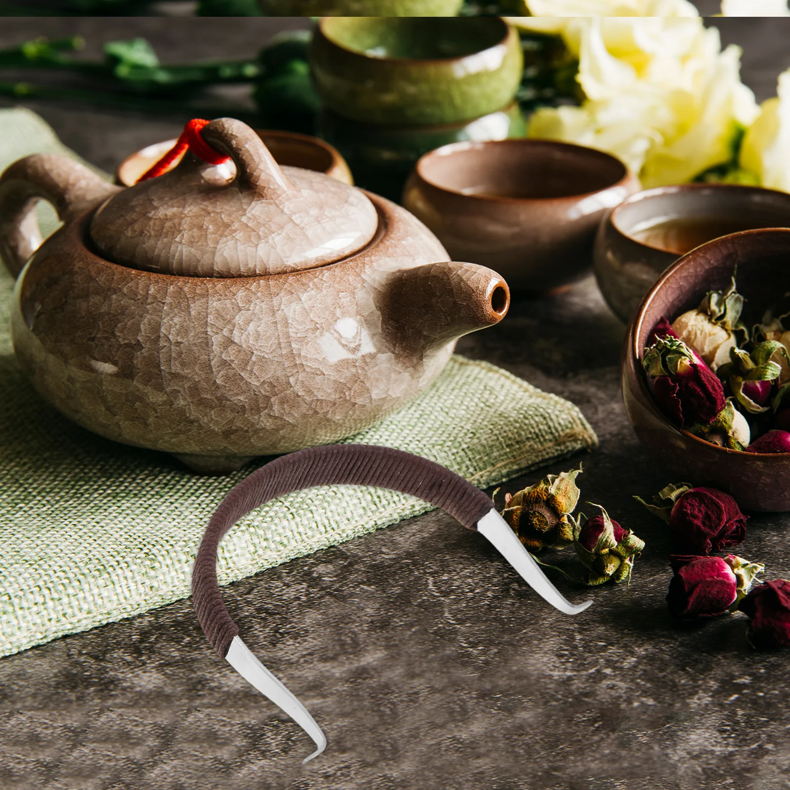 

3pcs Stainless Steel Teapot Handle Bamboo Design Heat Insulated Grip for Coffee Kettle Replacement Accessories Wicker