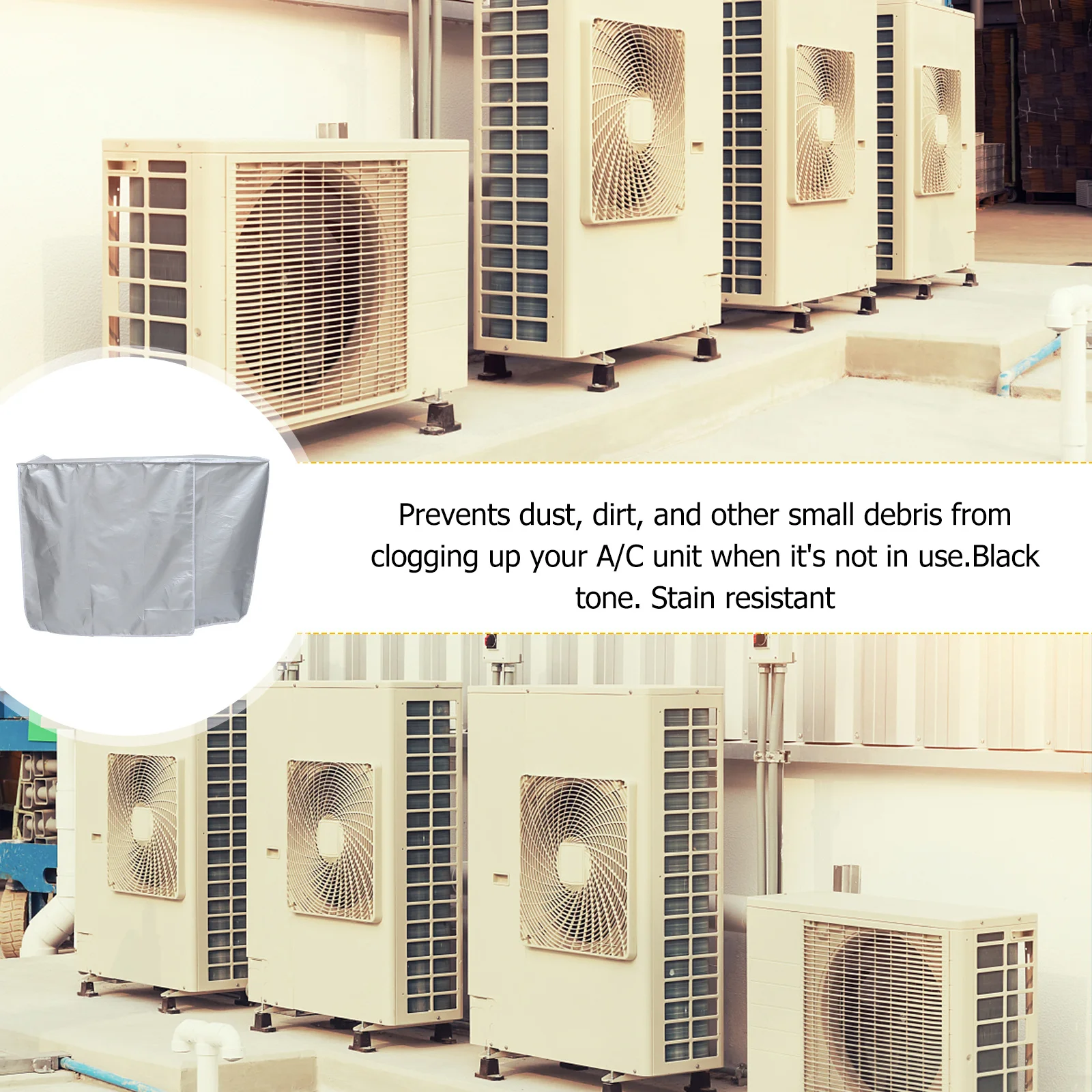 

Waterproof Air Conditioner Cover for Outside Unit Outdoor Dust-Proof Protection with Straps Allowing Wiring Tubing Pass Through