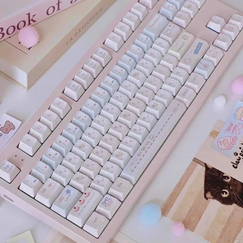 Dessert Supply Station Custom FC Keycaps with High Pink and Cute 1.8-thick PBC Thermal Sublimation Mechanical Keyboard Keycaps