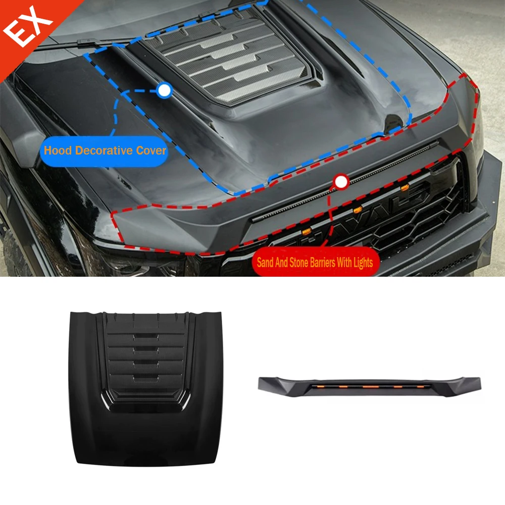 

For GMW Haval H5 2023-2025 Accessories Car Black Front Hood Solid Thickened Hood Cover Car Front Hood Trim Stri Exterior